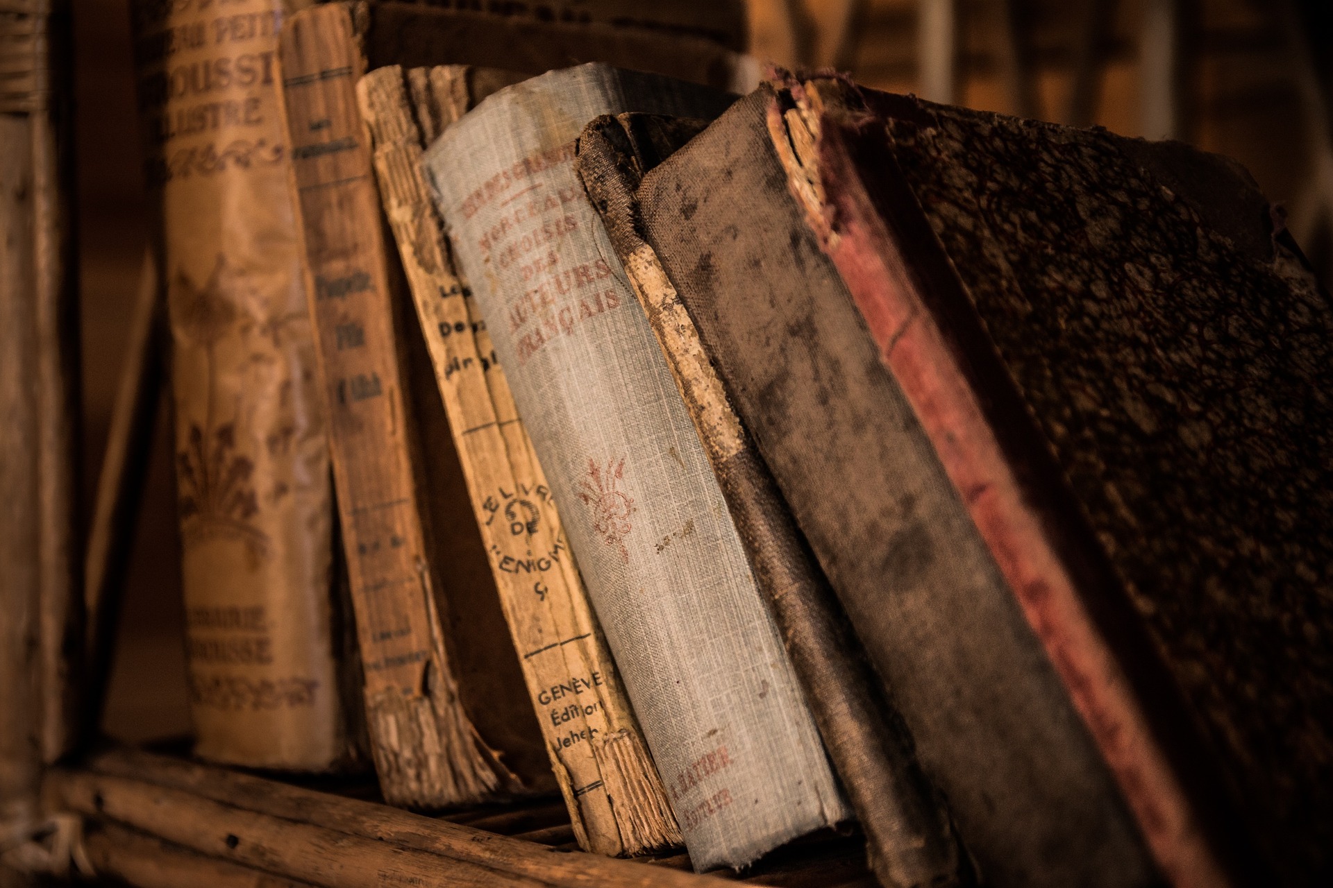 A short shelf of antique books